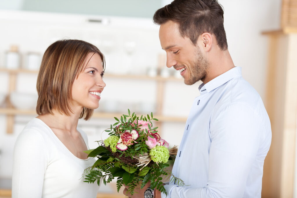 El momento de recibir flores